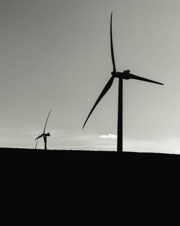 Silhouette of a wind turbineの写真素材