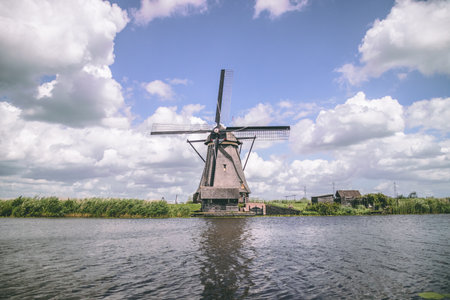 A historical windmill in the Netherlandsの写真素材