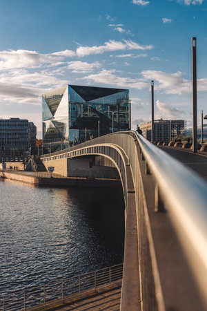 A vertical shot of a bridge in berlyn on a sunny dayの写真素材