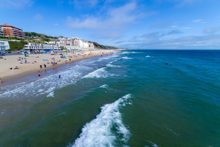 A scenic view of the Boscombe Pier in Bournemouth, Englandの写真素材