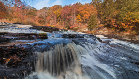 The view of Shohola Falls. Scenic spot in Shohola Township, Pennsylvania, United States.の写真素材