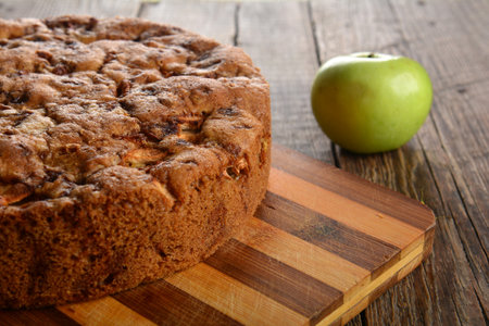Tasty homemade apple pie on the tableの写真素材