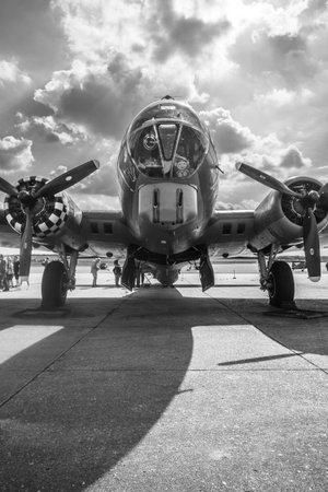 A grayscale shot of aircraft