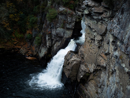 A beautiful shot of Linville Falls on an autumn day in the USAの写真素材