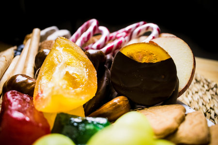 Tasty sweets and fruits served as a dessertの写真素材