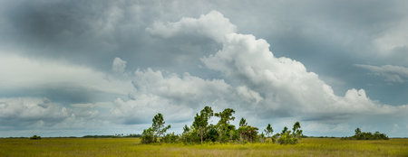 A beautiful cloudscape over the fieldの写真素材
