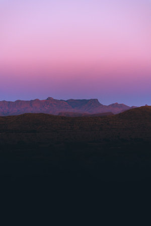 The beautiful view of a sunset in Big Bend National Park, Texasの写真素材