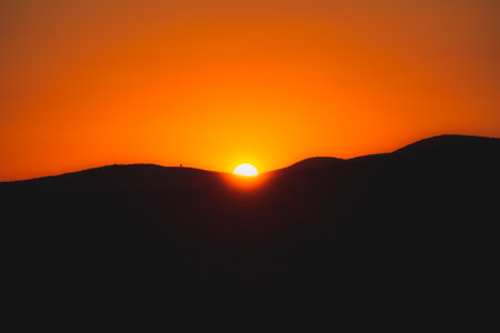 The beautiful view of a sunset in Big Bend National Park, Texasの写真素材