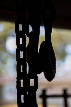 A vertical shot of the chain silhouette