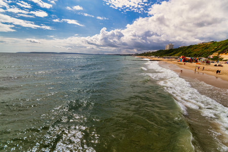 A scenic view of the Boscombe Pier in Bournemouth, Englandの写真素材