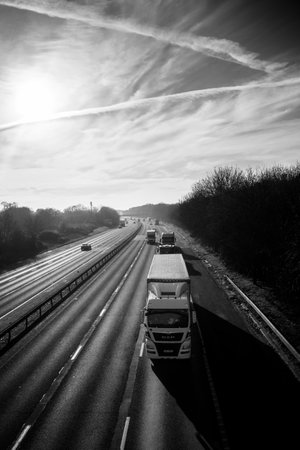 A grayscale shot of a car oの写真素材