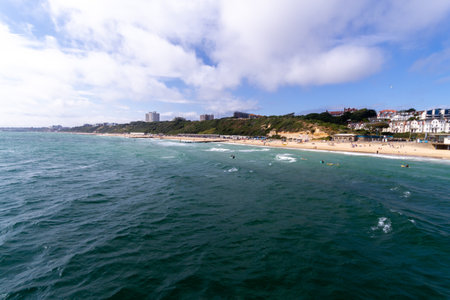 A scenic view of the Boscombe Pier in Bournemouth, Englandの写真素材