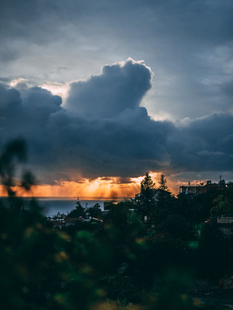 A beautiful cloudy evening in Peyia, Pathos, Cyprusの写真素材