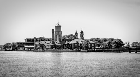 A beautiful landscape of Ellis Island.の写真素材