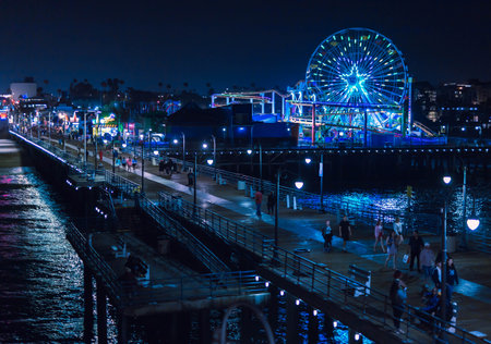 A beautiful night view of a port with attractio