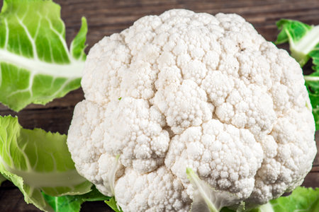 A closeup shot of a fresh raw cauliflowerの写真素材