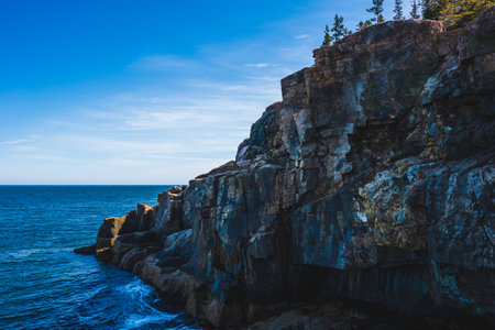 A beautiful shot of otter cliffs in Acadia National Parkの写真素材