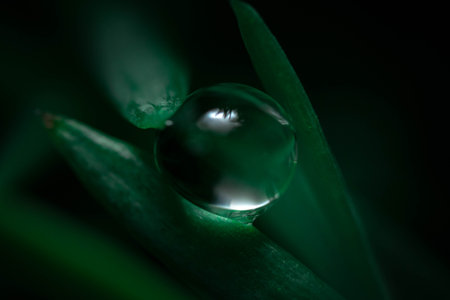 A beautiful shot of a water drop in a forest - can be used as a backgroundの写真素材