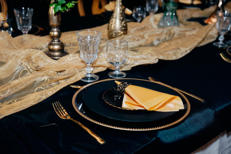 A beautifully decorated table for a dinner nightの写真素材