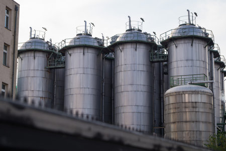 A view of a big brewery factory on a sunny day