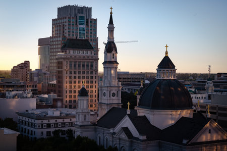 A beautiful view of churches in Sacramento Downtownの写真素材