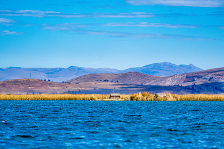 A beautiful landscape of lake and hills.の写真素材