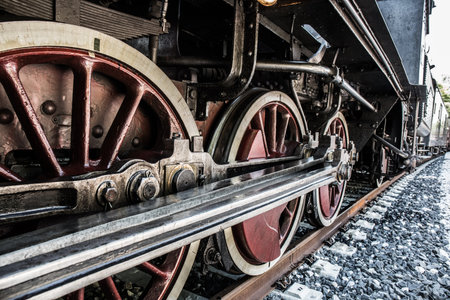 A steam train at a stationの写真素材