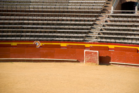 Interior view of empty bullfight arena of Valencia, Spainの写真素材