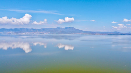 The reflection of blue sky on the sea surfaceの写真素材
