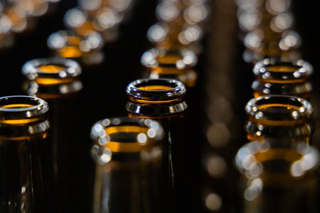 A selective focus shot of empty bottles backgroundの写真素材