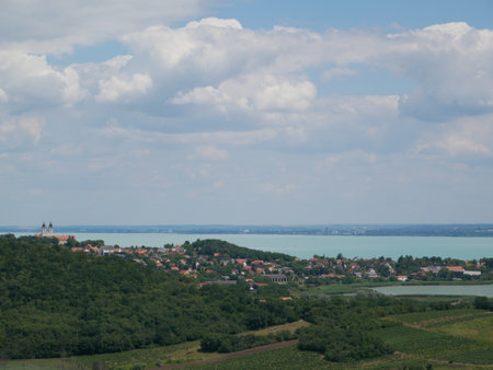 The view of Lake Balaton at Tihany. Hungary.の写真素材