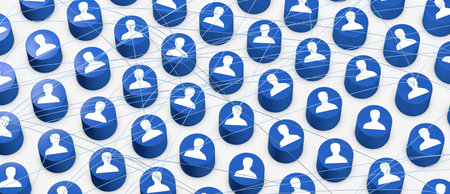 A group of 3d rendered blue profile iconsの写真素材