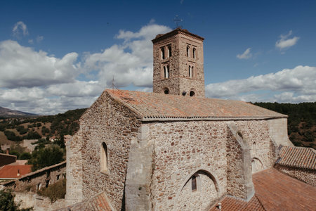 The church of Santa Maria del Castillo on a blue cloudy sky background in Burgos Spain