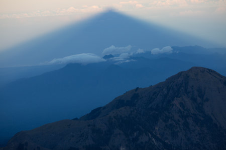 A beautiful view of the Mount Rinjani in Indonesiaの写真素材