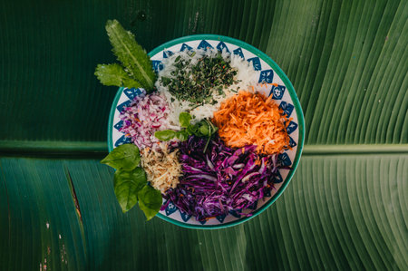 A closeup of healthy vegan saladの写真素材