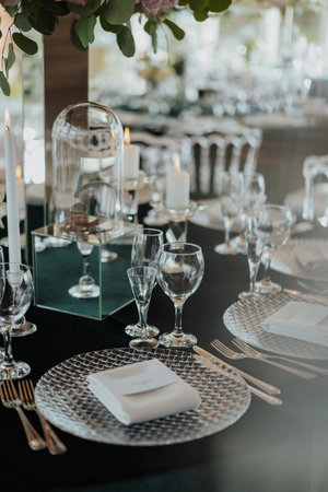 A vertical shot of a designed and arranged event table