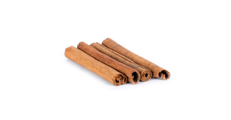 A cinnamon sticks isolated on a white background with a copy spaceの写真素材