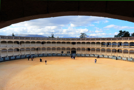Plaza de Toros of Ronda, Andalucia, Spain, the oldest bull-fighting arena in Spainの写真素材