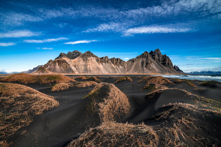 A beautiful scene of Stokksnes in the Eastern Region of Icelandの写真素材