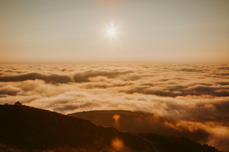 A beautiful cloudscape on the tops of the mountains