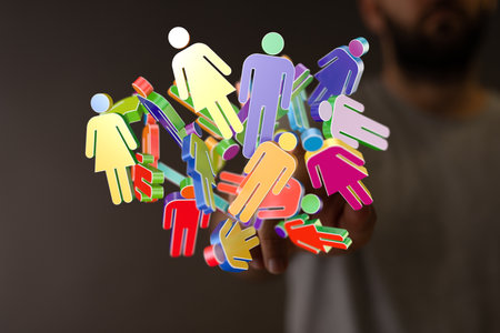 The 3d rendering of the colorful human figures.の写真素材