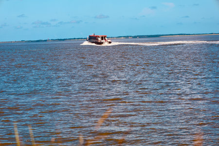 A beautiful view of the ship sailing in the sea