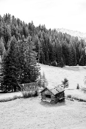 A beautiful greyscale mountainous landscape in Austria in winterの写真素材