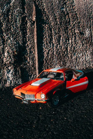 A small toy retro car