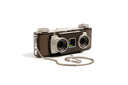 Isolated Stereo vintage camera with soft shadows