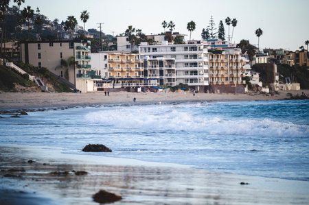 A landscape view of Laguna Beach and neighboring buildings. California, USAの写真素材