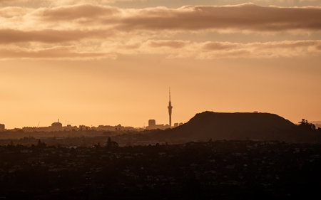 The beautiful sunset view of Auckland, New Zealandの写真素材