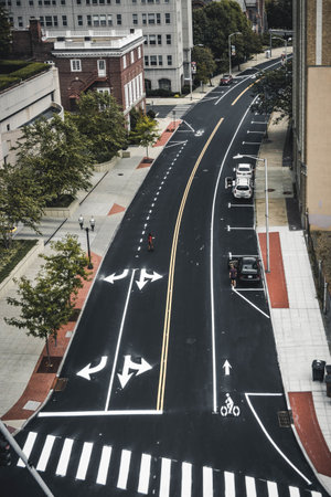 An urban view with cars on the street