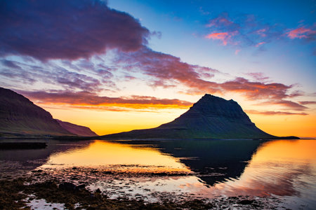 A beautiful shot of Kirkjufell Grundarfjordur Icelandの写真素材
