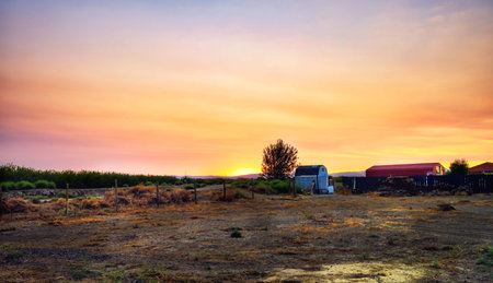 A beautiful sunset view in Tracy, Californiaの写真素材